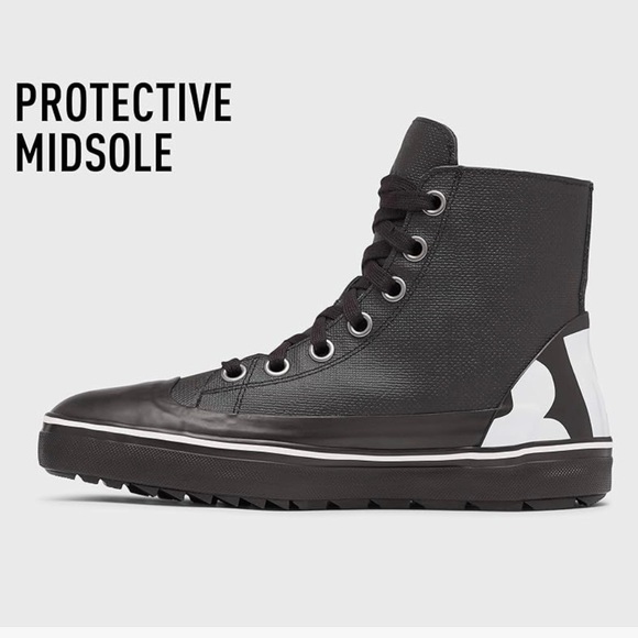 Sorel Cheyenne Metro Hi Top Waterproof Black & White Sneaker Boot Men’s Size 8 - Picture 6 of 16